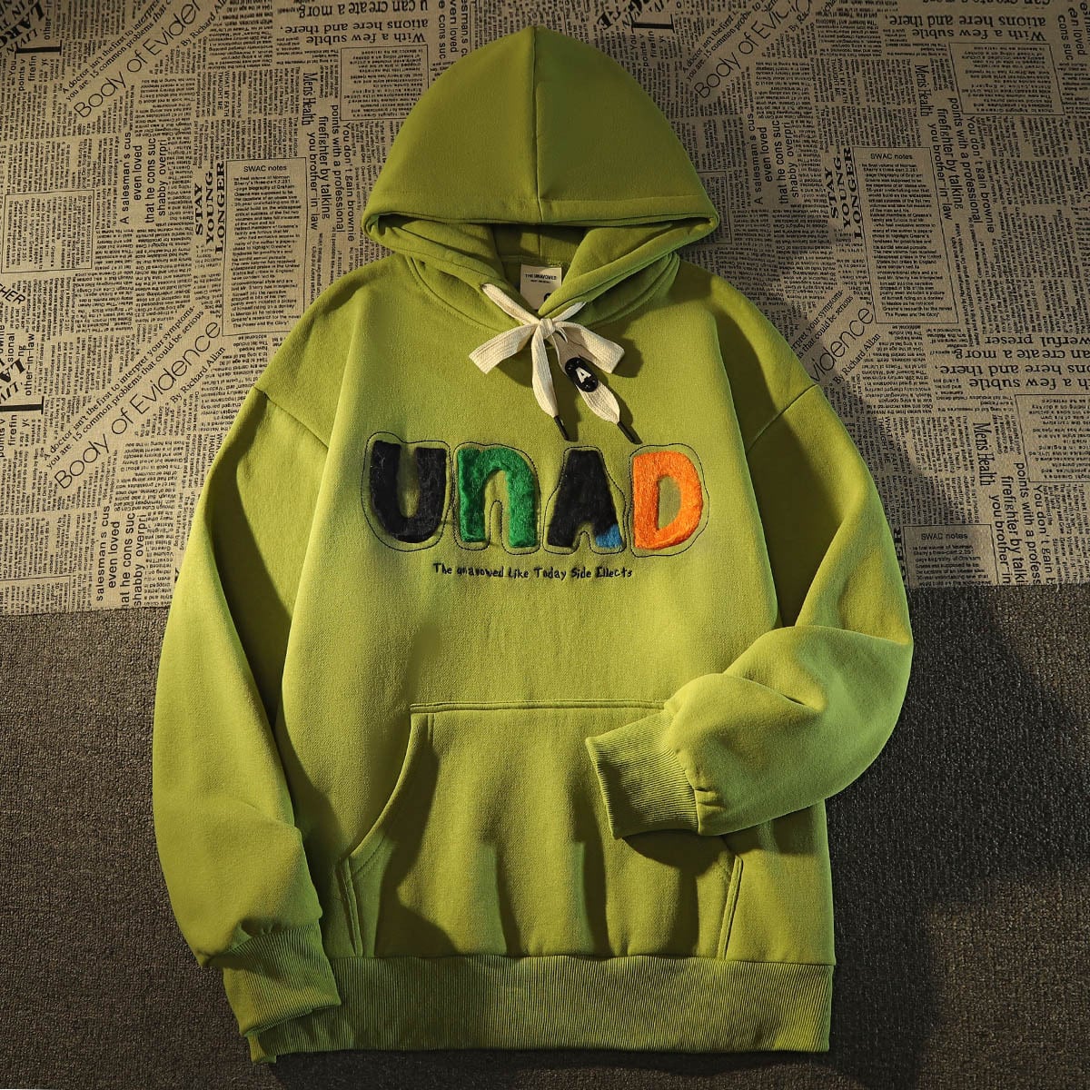 [Roba Series] ★Fleece-lined hoodie★ 2color tops unisex men's green green alphabet