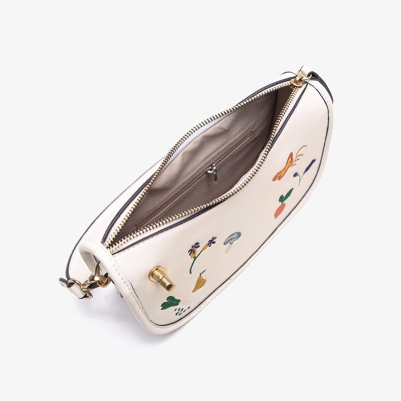 [XIAOZHONG Series] ★Bag★ Handheld bag Shoulder bag Embroidery Floral pattern Retro Commuting Date Cute