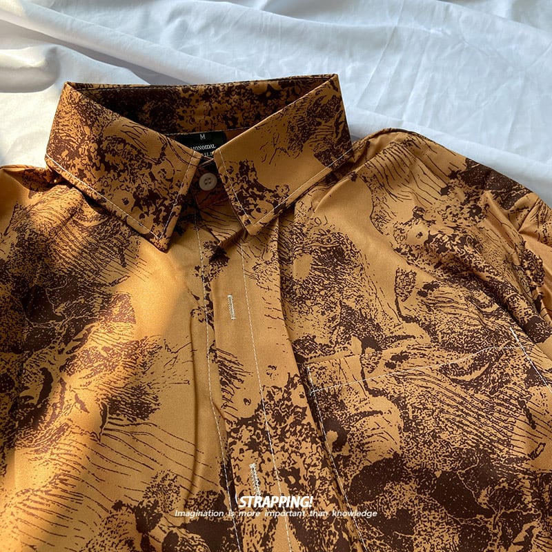 [STRAPPING Series]★Shirt★ Tops Print Unique Casual Floral Pattern Unisex Men's ML XL 2XL Spring Clothes Autumn Clothes Thin