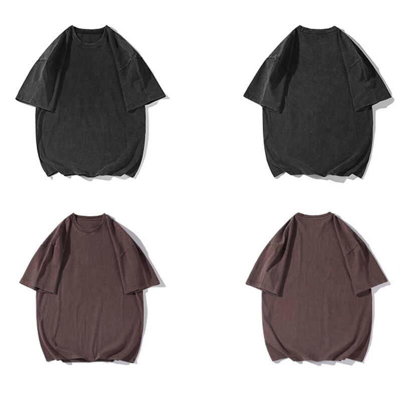 [BIGEMAN Series]★T-shirt★ Tops 7color Unisex Men's Large Size Retro Plain Simple