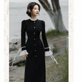 Load image into Gallery viewer, [Rinroki Series] ★One Piece★ Retro, Improves Temperament, Changes, Slimming, Women's, Long Length, Black, Black
