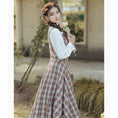 Load image into Gallery viewer, [Tatsuko Chenis Series]★Setup★ 3-piece set shirt, vest, skirt, check retro, cute
