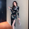 Load image into Gallery viewer, [Kakuya Series] ★China style dress★ Improved cheongsam dress velvet floral pattern sexy SML
