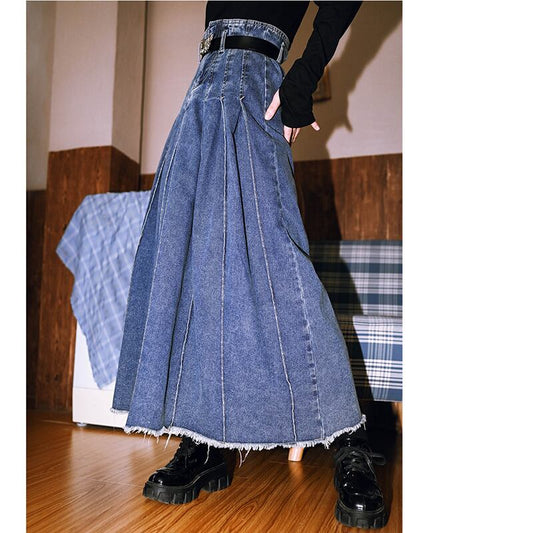 [Kokaisha --- Dream Girl Series] ★Denim skirt★ Bottoms Long skirt Easy to match Blue Blue