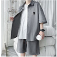 Load image into Gallery viewer, [BIGEMAN Series]★Setup★ Shirt + Shorts 2color Top and Bottom Set Unisex Men's Large Size Gray Black
