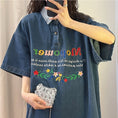 Load image into Gallery viewer, [DESCHPE Series]★Denim Shirt★ POLO Shirt Tops Unisex Men's Embroidery Alphabet Blue Blue
