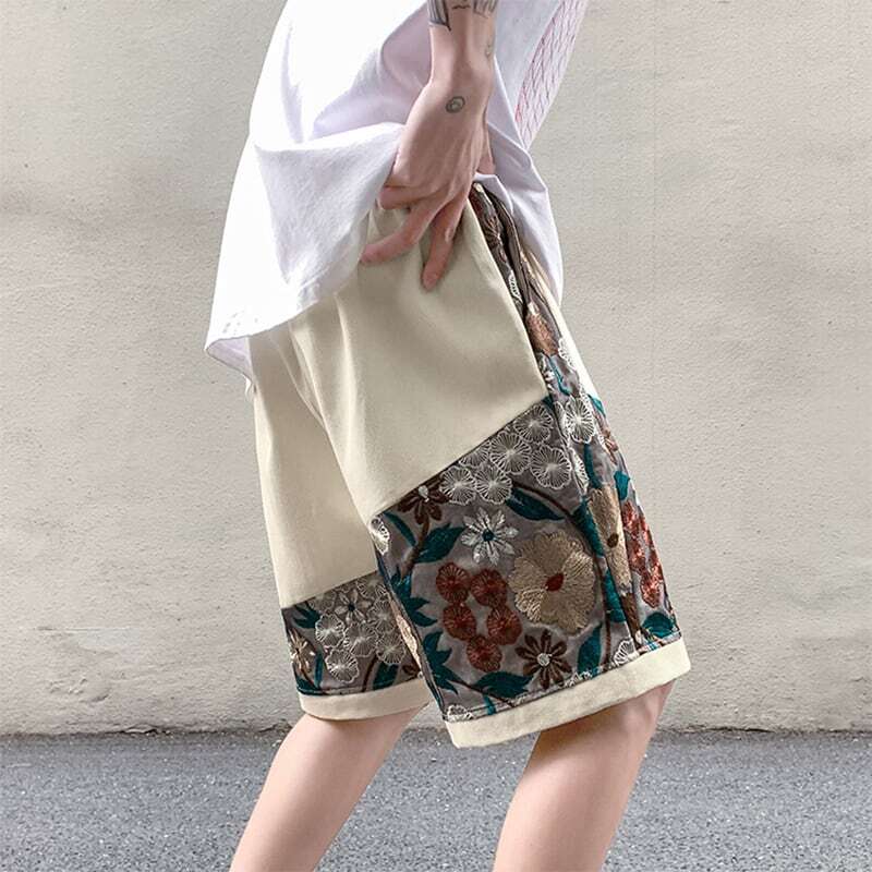 [V37 Series]★Shorts★ 2color Shorts Summer Clothes Embroidery Floral Pattern Unisex Large Size Casual