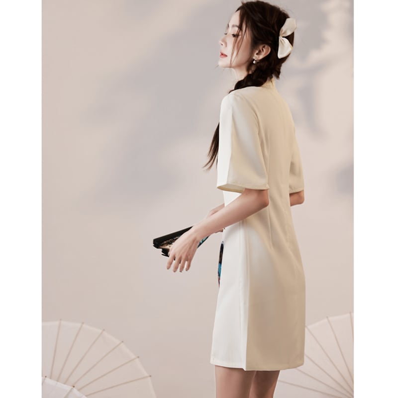 [YUEQIAO Series]★China Dress★ 4color Short Length Chinese Style Dress Crane Chinese Clothes Switching Cute