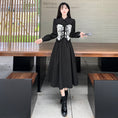 Load image into Gallery viewer, [Dong Xiaojie Series] ★China style dress★ Ink pattern long sleeve dress long length dress black black large size slimming
