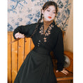 Load image into Gallery viewer, [Kokaisha --- Leaf Series] ★Chinese style tops★ Embroidery Hanfu tops V-neck retro black black
