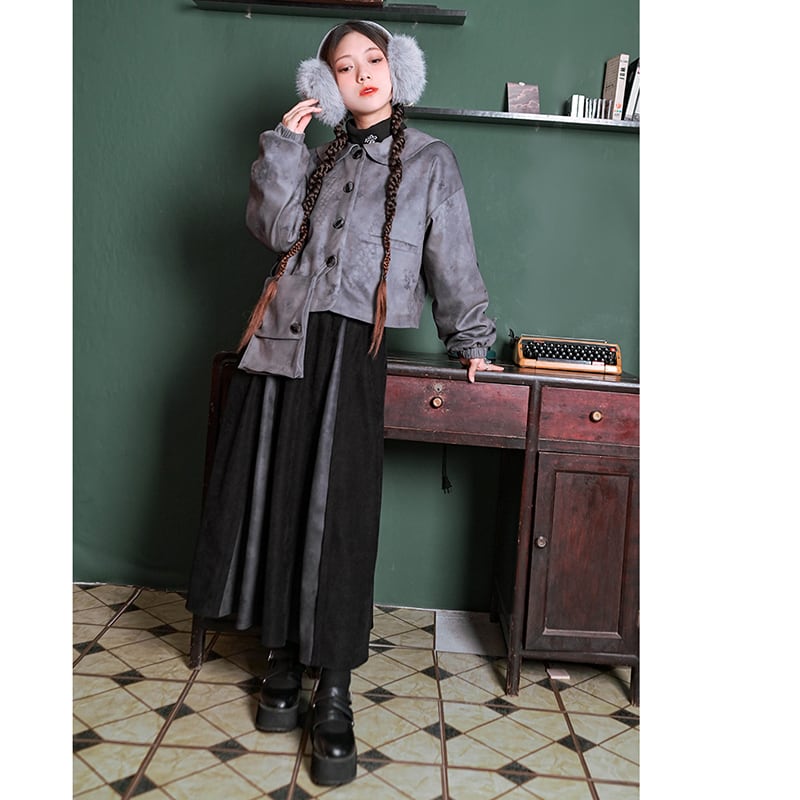 [Kokaisha --- Dragon dyed series] ★China style coat★ Velvet thick winter coat Sailor color