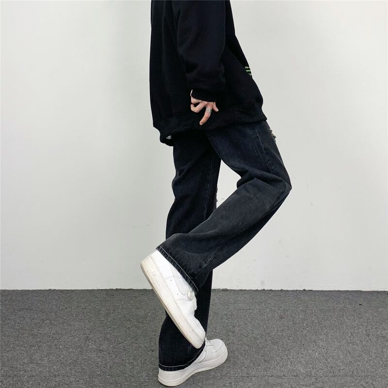 [MGJM Series]★Denim Pants★ Bottoms Unisex Men's Pants Black Black SML XL Slimming Easy to match