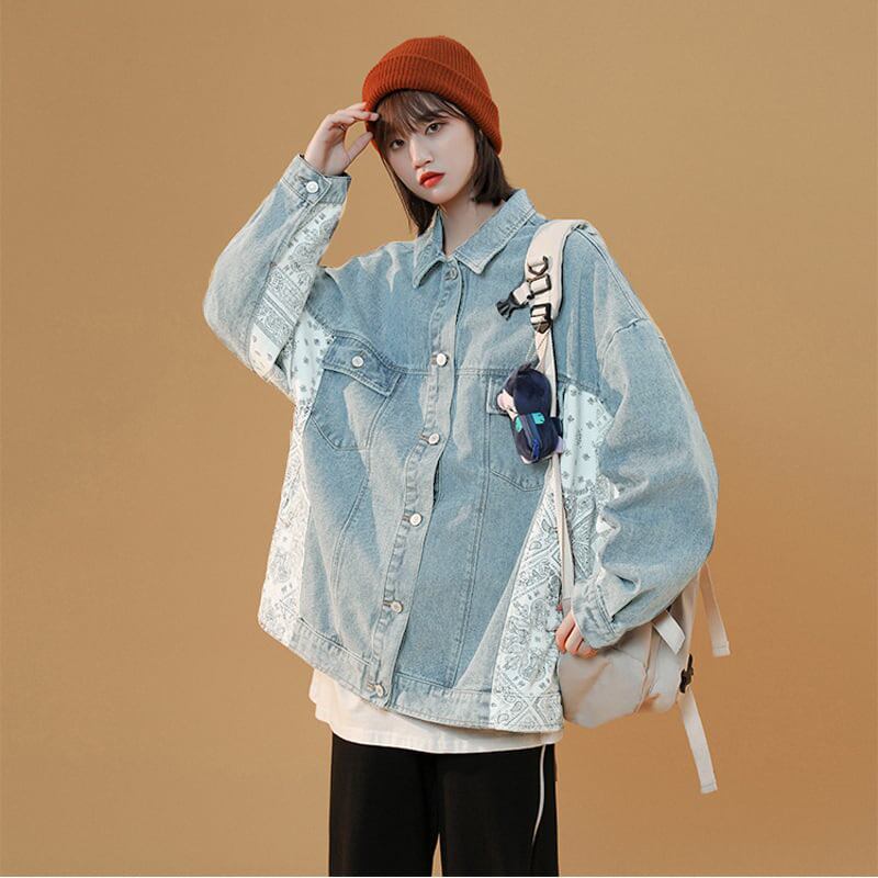 [Winter Series] ★Jacket★ 2color Blue or Black Denim Outer Jeans Unisex Switchable Fashion