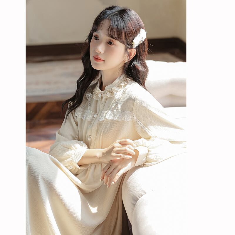 [Shukunsho Series]★China style dress★Long sleeve dress for women, cute, easy to match, long length