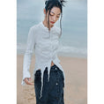 Load image into Gallery viewer, [Daiseiryusu Series] ★China style shirt★ 2color tops irregular wear thin white green white green
