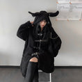 Load image into Gallery viewer, [Miyakoya Series] ★Coat + Hat★ Trench coat Black Black autumn/winter coat Thick, warm, loose, cute
