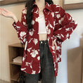 Load image into Gallery viewer, [BUXI Series]★Shirt★ Tops Floral Print Retro Red Red Women's Fashion Long Sleeve
