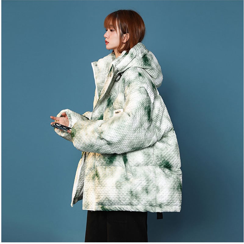 [Morimoto Series] ★Winter Coat★ 3color Cotton Coat Unisex Men's Print Gray Blue Green