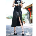 Load image into Gallery viewer, [Kokaisha---Hikimai Series] ★Denim skirt★ 2color bottoms with belt and slit black blue
