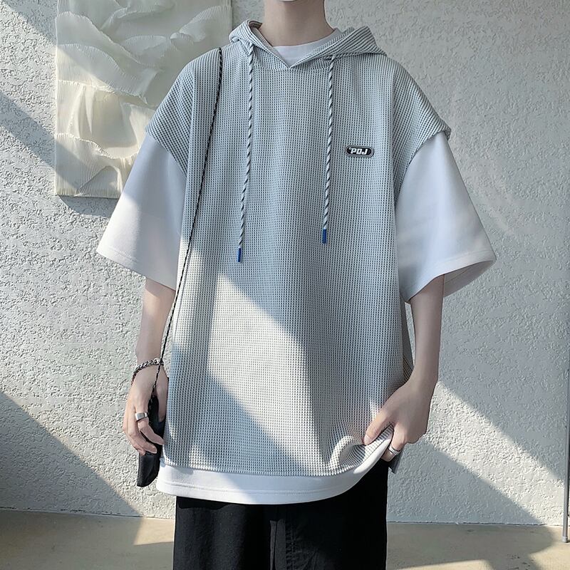 [KCSJ Series] ★Parker★ 2color Tops Unisex Men's Large Size Switchable Easy to Match White Gray Black