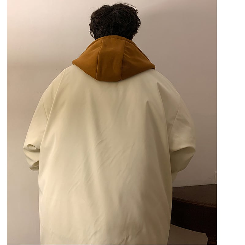 [PPDJ Series] ★Coat with cotton insert★ 2color outer winter coat unisex men's large size fake layered