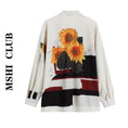 Load image into Gallery viewer, [MSHI CLUB Series]★Shirt★ Tops Oil Painting Style Print SML Retro Ladies Sunflower Spring/Summer
