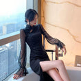 Load image into Gallery viewer, [Sexy Series] ★Long Chinese Dress★ Dress Slit Chinese Clothes Reunion Long Sleeve SML Sexy Black Black Switch
