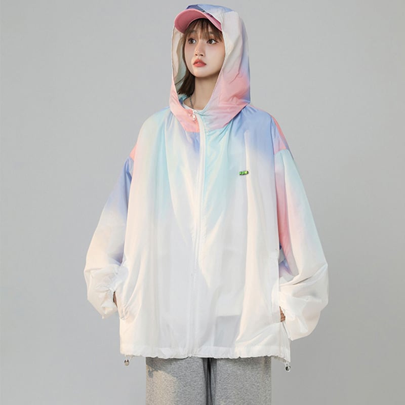 [Fujiiman Series] ★Light jacket★ 2 colors Outerwear Summer clothing Sun protection Unisex Men's Gradient Pink Blue Green