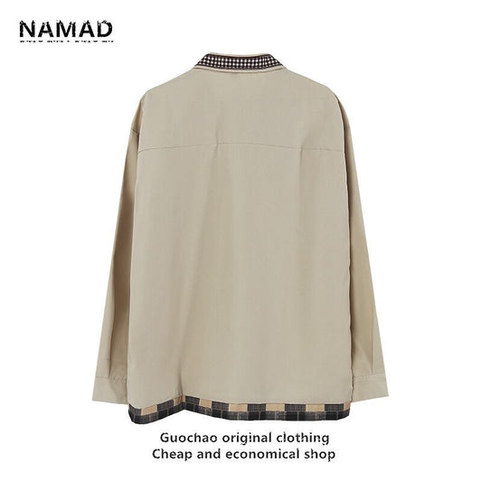 [NAMAD Leeds] ★Retro Shirt★ Long sleeve shirt tops switching ML XL 2XL easy to match casual