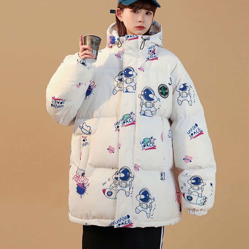 [Suikoishi Series] ★Winter Coat★ Cotton Coat Outerwear 5color Unisex Men's Cartoon Black Blue Green