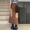 Load image into Gallery viewer, [Reizuki Memories Series]★Denim Skirt★ Bottoms Tight Skirt Slimming Fashion Brown XS SML XL
