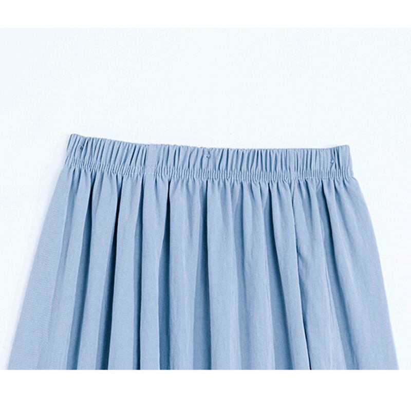 [Shirasu Series] ★Skirt★ Bottoms 2color Elastic Waist Plain Ladies Date Improves Temperament Easy to Match Simple Blue Pink