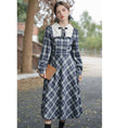 Load image into Gallery viewer, [Big Orange Series] ★One Piece★ Plaid Retro Ladies Commuting Date School Blue Blue Cute
