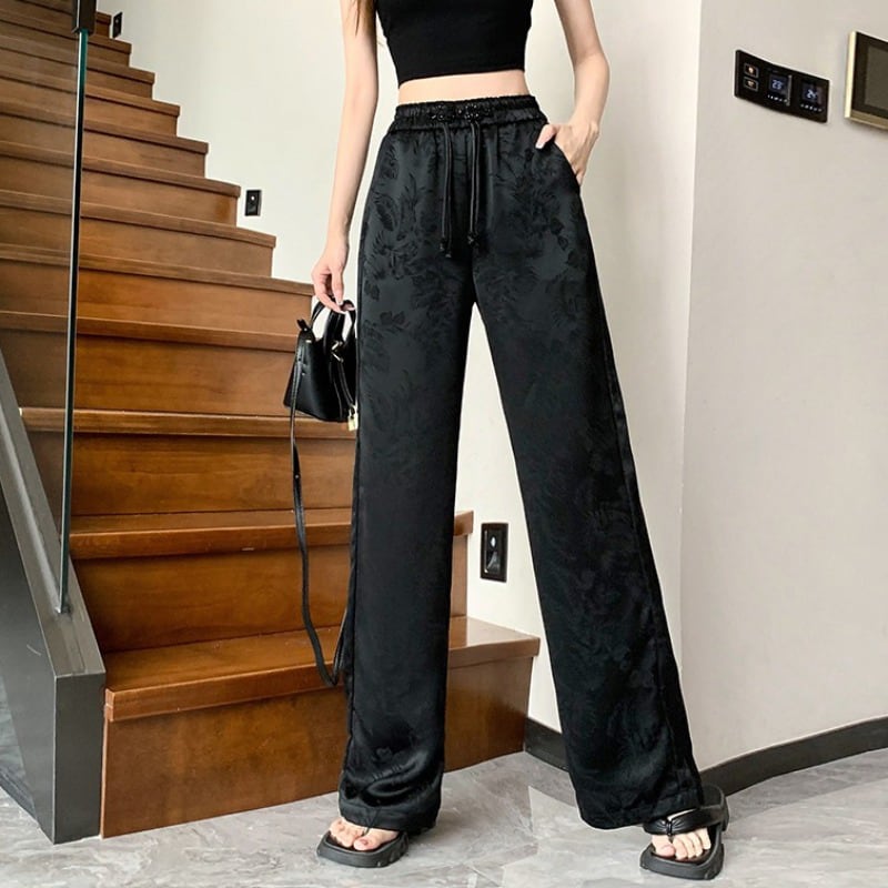 [Women's University 18 Series]★China style trousers★Bottoms, casual pants, black, slimming, easy to match