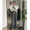 Load image into Gallery viewer, [Kumikumi Series] ★Casual Pants★ 2color Bottoms Trousers Casual Plaid Pattern Black Coffee Color Elastic Waist
