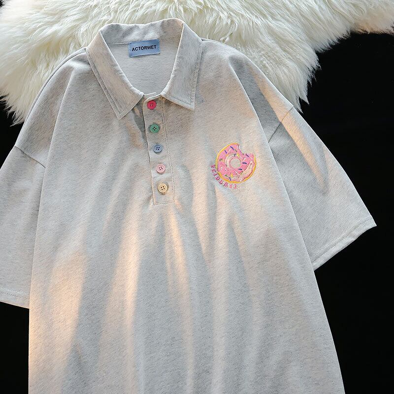 [Fleeing Earth Series]★POLO Shirt★ 3color Tops Cute Ladies Moe Apricot Pink Gray