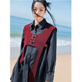 Load image into Gallery viewer, [Daiseiryusu Series] ★China style vest★ PU tops Easy to match Wine red Red Original Unique
