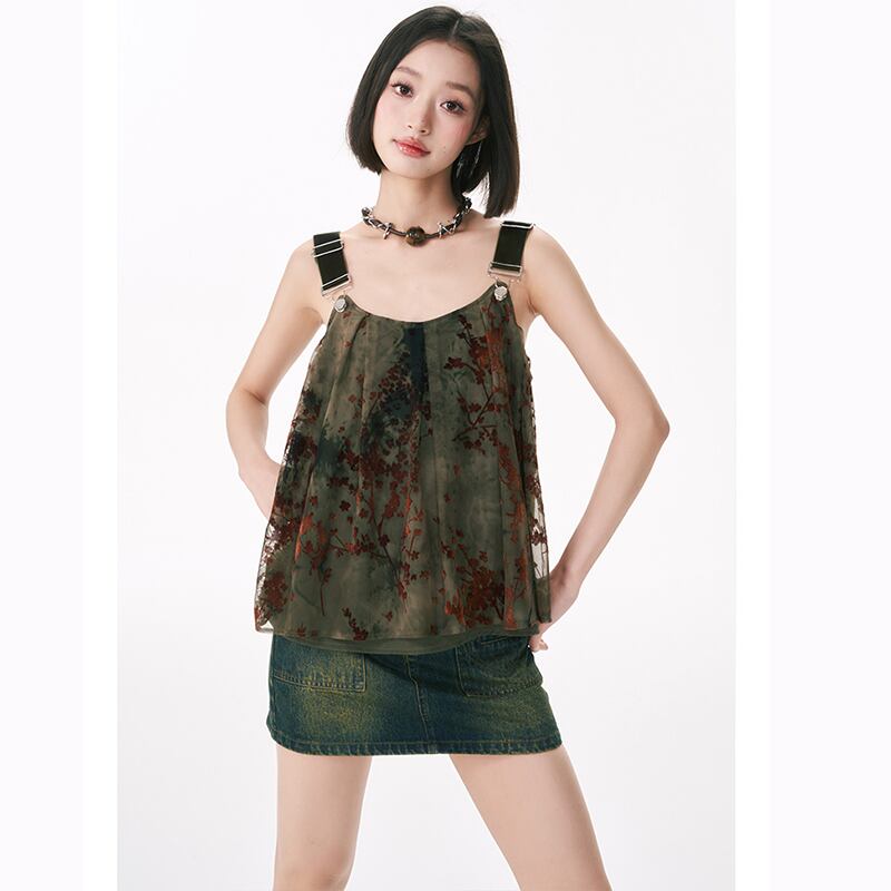 [Yangji Great Dream Series]★China style tank top★Camisole sexy slimming original green summer clothes