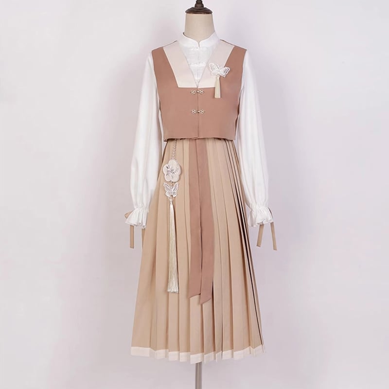 [Kaede Bamboo---Butterfly Series] ★Chinese style setup★ Chinese style dress, Chinese clothes, Chinese elements, dress + vest