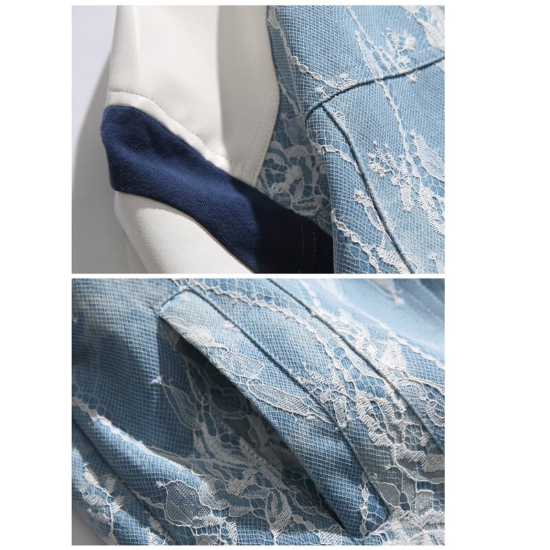 [GPstudio Series]★Jacket★ Outerwear Unisex Men's Unique Cotton Lace Switching Blue Blue