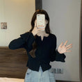 Load image into Gallery viewer, [DINGNING Series] ★Knit tops★ Tops Easy to match, slim, slimming, large size, black, black
