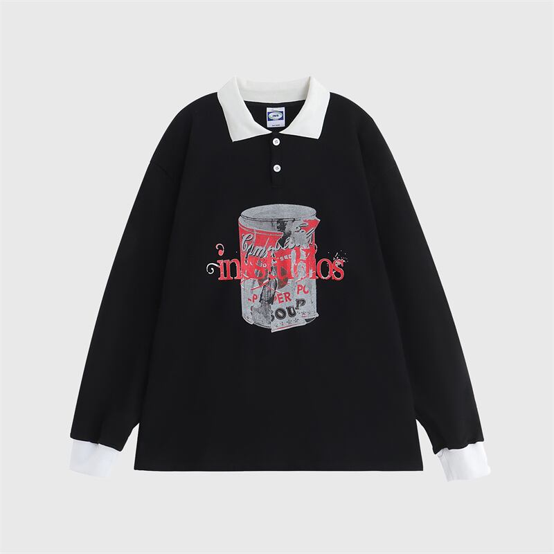 [Istudios Series] ★Tops★ 2color POLO neck black white long sleeve tops spring clothes S M L XL