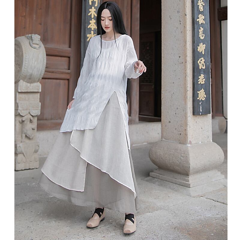 [OttO series] ★China style tops★ 2color T-shirt Improved temperament Improved Tang suit Thin Sun protection Black White