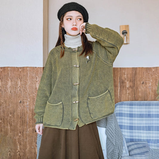 [Kokaisha---Dragon dyeing series] ★China style outerwear★ 2color cardigan knit green purple