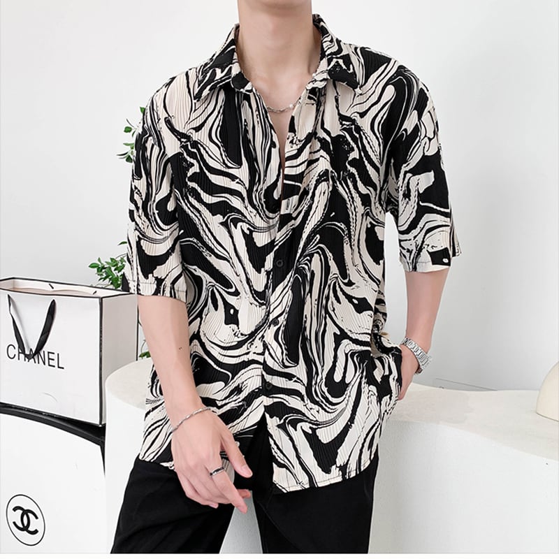 [ZHUIYI Series]★Shirt★ 4color Tops Unisex Men's Large Size Cool Easy to Match Aloha Shirt