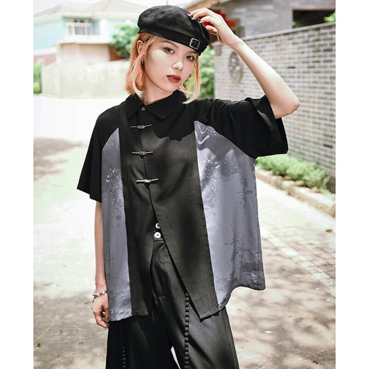 [Kokaisha --- Smoke Cloud Mio Series] ★China style shirt★ Tops Color scheme Original Black Black Casual