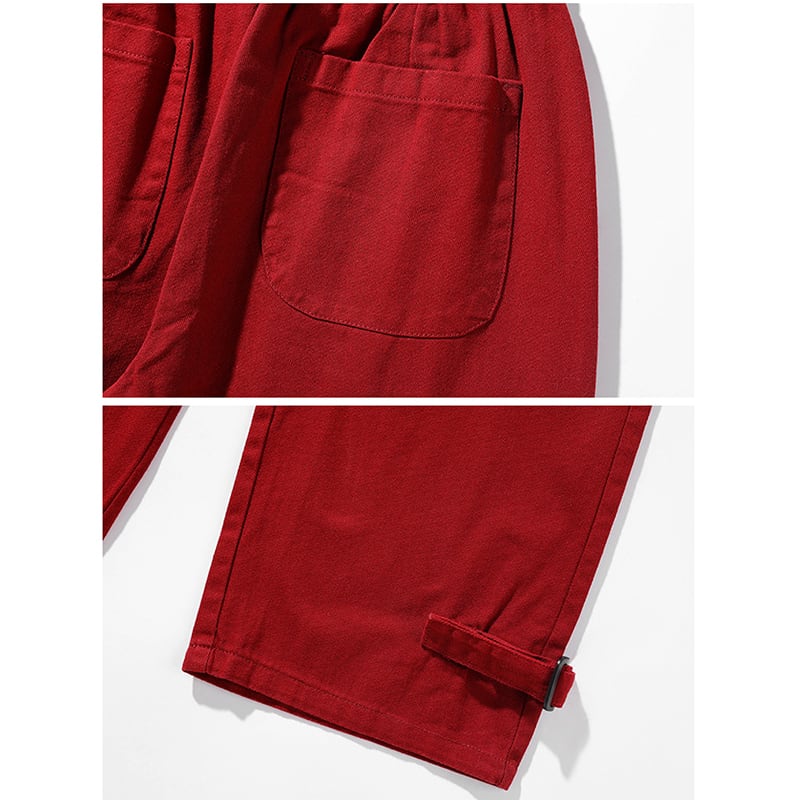 [BIGEMAN Series] ★Casual Pants★ 2color Bottoms Pants Men's Large Size Red Black