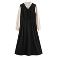 Load image into Gallery viewer, [Status series]★Setup★ 2color shirt + sleeveless dress Retro brown black
