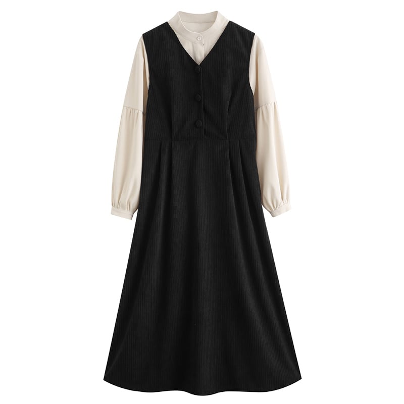 [Status series]★Setup★ 2color shirt + sleeveless dress Retro brown black