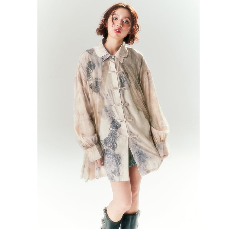 [Yang's Great Dream Series] ★China Style Shirt★ Tops Print China Button Long Sleeve Shirt Retro